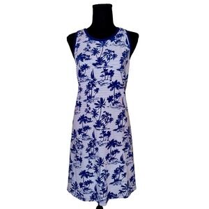 Vineyard Vines Large Blue Tropical Palm Tree Striped Racerback Tank Sundress